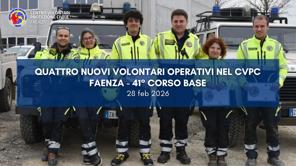 Quattro nuovi volontari operativi nel CVPC Faenza – 41° Corso Base